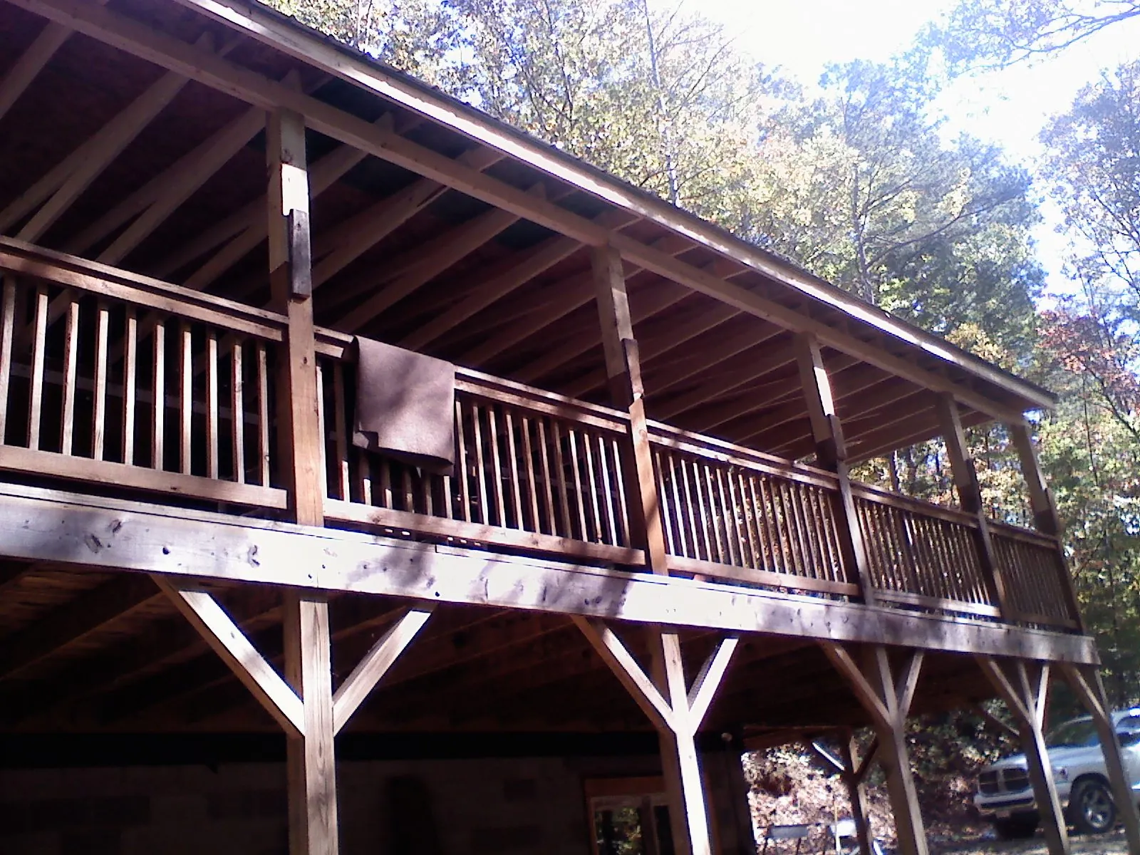 Timber framing under a new elevated porch and deck — Roof Leak Repair in Laurens by Roofing Brothers